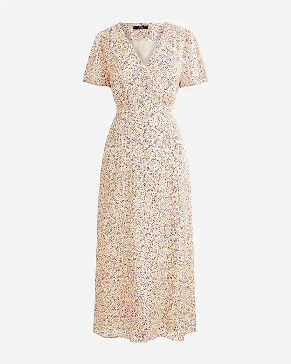 J.Crew Womens 6 V-neck Midi Dress in Field Day Print Button Down Dainty Feminine